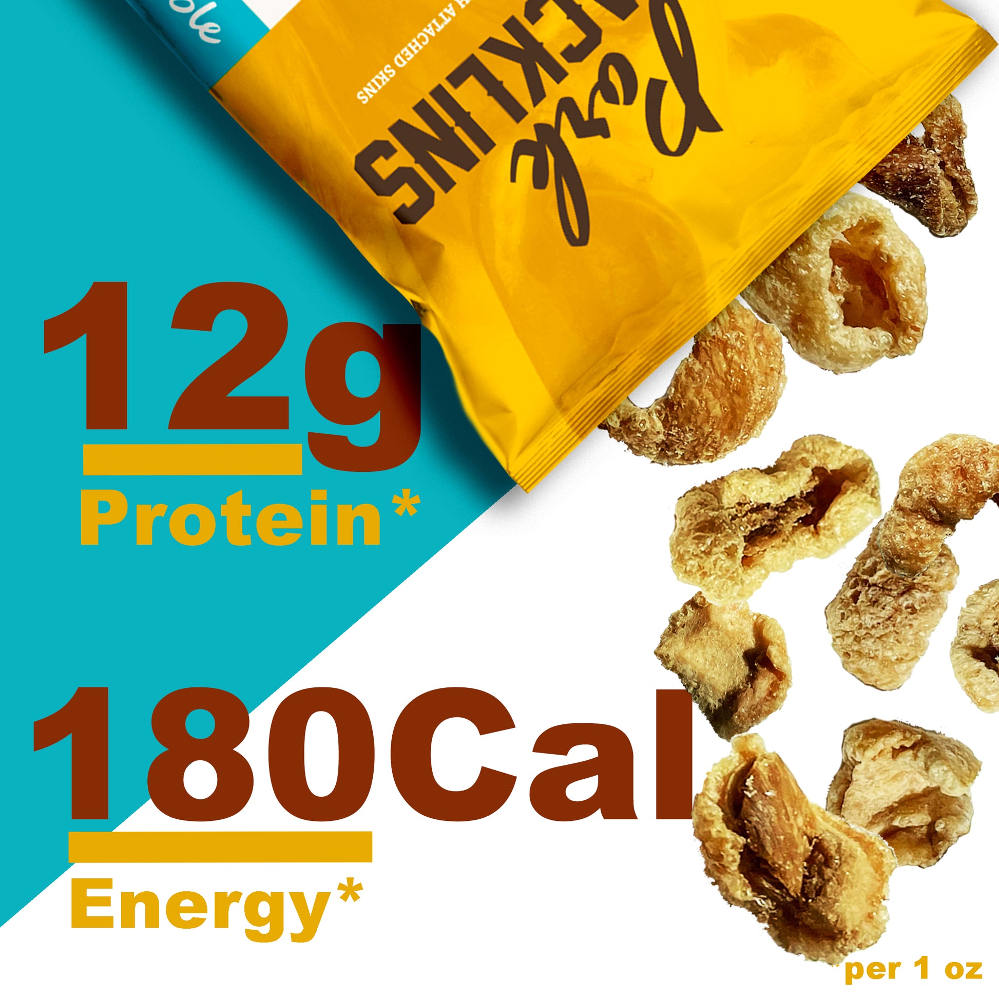 large bag of cracklings 5 ounces high protein, zero no carb, give you energy during the day. 12 gram protein per one oz. pork rinds, cracklings, cracklins 5 oz